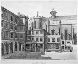 View of Temple Church, City of London, 1800. Artist: Anon