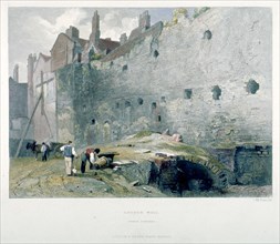 View of Tower Postern and London Wall with men digging, City of London, 1851. Artist: John Wykeham Archer