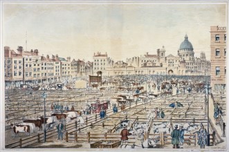 Smithfield Market, City of London, 1855. Artist: Anon