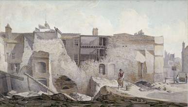 View of the ruins of part of the Priory of Holy Trinity, Aldgate, City of London, 1824. Artist: Robert Blemmell Schnebbelie