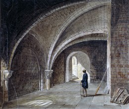 Crypt under the Church of St James in the Wall, Wood Street Square, City of London, 1855. Artist: Percy William Justyne