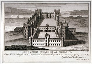 Bird's-eye view of King James's College, Chelsea, London, c1800. Artist: John Barlow