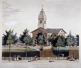 The Church of St John at Hackney, London, 1819. Artist: James Pollard