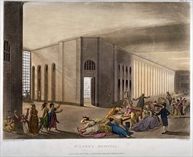 Interior view of St Luke's Hospital, Old Street, Finsbury, London, 1809. Artist: Joseph Constantine Stadler