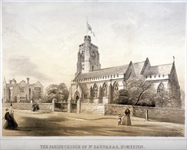 St Barnabas' Church, Homerton, Hackney, London, c1850. Artist: CJ Greenwood