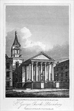 St George's Church, Bloomsbury, Holborn, London, 1817. Artist: W Wallis