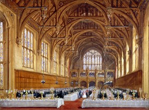 Opening of the new hall at Lincoln's Inn, Holborn, London, 30th October 1845. Artist: Joseph Nash