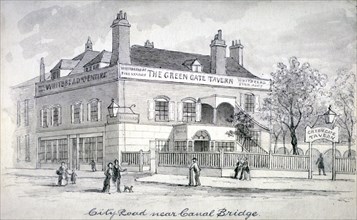 View of the Green Gate Tavern, City Road, Finsbury, c1850. Artist: Anon