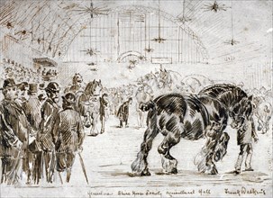 Meeting of the Shire Horse Society in Islington's Agricultural Hall, London, c1875. Artist: Frank Watkins