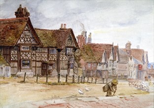 'Village Street with Tudor Houses', c1864-1930. Artist: Anna Lea Merritt