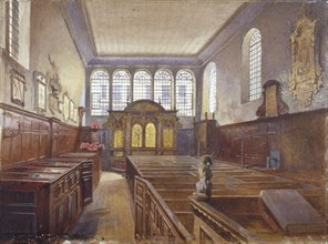 Interior view of the Church of St Matthew, Friday Street, City of London, 1881. Artist: John Crowther
