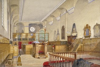 Interior view of St Michael's Church, Wood Street, City of London, 1888. Artist: John Crowther