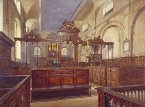 Interior of the Church of All Hallows the Great, City of London, 1884. Artist: John Crowther