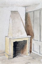 Fireplace in one of the top rooms, no 21 Austin Friars Street, City of London, 1885. Artist: John Crowther