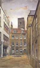 Tower of the Church of St Matthew, Friday Street as seen from Fountain Court, London, 1882. Artist: John Crowther