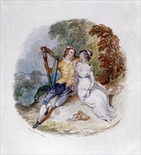 Two Lovers on a Bank with a Harp', 19th century. Artist: Henry Courtney Selous