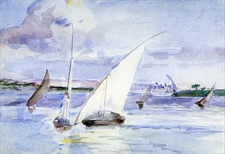 'A Lake with Sailing Boats', c1864-1930. Artist: Anna Lea Merritt