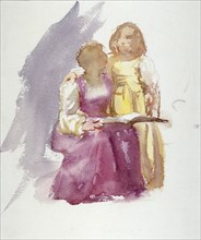 'Seated Woman and a Young Girl', c1864-1930. Artist: Anna Lea Merritt