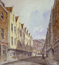 View of Great Winchester Street with Winchester Place visible in the distance, London, 1839. Artist: Robert Blemmell Schnebbelie