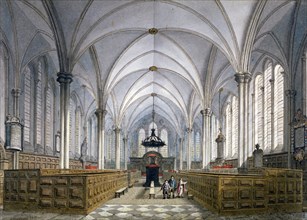 Interior view of Temple Church, London, 1811. Artist: George Shepherd