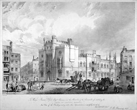 View of the City of London School, Honey Lane Market, Milk Street, City of London, 1835.             Creator: GE Madeley.