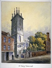 Church of St Mary Somerset, City of London, c1815. Artist: William Pearson