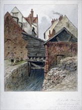 View of the back of a house in Chick Lane, showing Fleet Ditch, City of London, 1844. Artist: Frederick Napoleon Shepherd