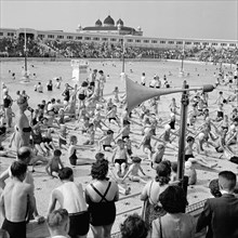 Children take part in an exercise class, Blackpool Lido, c1946-c1955
