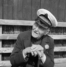 A portrait of an elderly man in Salvation Army uniform, Cornwall, c1946-c1959