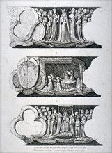 Three bas-reliefs in Edward the Confessor's Chapel, Westminster Abbey, London, 1782. Artist: Anon