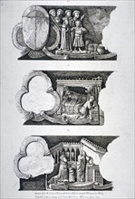 Three bas-reliefs in Edward the Confessor's Chapel, Westminster Abbey, London, 1782. Artist: Anon