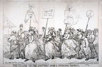 Procession to the hustings after a successful canvass, no:14', 1784. Artist: Thomas Rowlandson