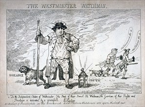 'The Westminster Watchman', 1784. Artist: Thomas Rowlandson