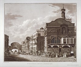 Fleet Street from St Dunstan in the West to Temple Bar, City of London, 1802. Artist: John Hickin