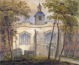 West view of the Church of St Helen, Bishopsgate, City of London, c1810. Artist: William Pearson