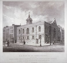 South-east view of St John's Chapel, Bedford Row, Holborn, London, 1832. Artist: George Childs