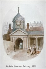 Gateway to the old British Museum (Montague House), Bloomsbury, London, 1850. Artist: James Findlay