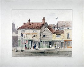 The Hare and Hounds Inn and shopfronts on Upper Street, Islington, London, c1835. Artist: Thomas Hosmer Shepherd