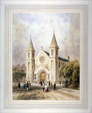 View of an unknown religious building in Regent Square, St Pancras, London, 1842. Artist: Thomas Hosmer Shepherd
