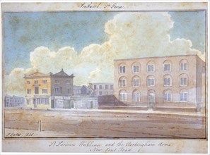 St Saviour's workhouse and the Rockingham Arms Inn, New Kent Road, Southwark, London, 1825. Artist: G Yates
