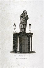 Statue of King Charles II, as re-erected in Three Crown Square, London, 1817. Artist: Anon