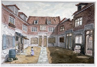 Watermen's Almshouses in Queen's Arms Court, Upper Ground Street, Southwark, London, 1839. Artist: Anon