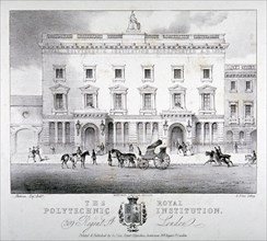 View of Regent Street Polytechnic with horse-drawn vehicles in front, London, c1840. Artist: GJ Cox