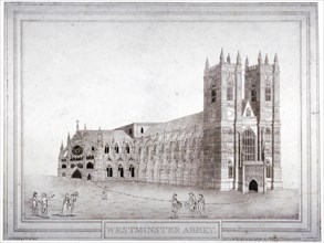 Westminster Abbey from the north-west, London, 1805. Artist: Anon