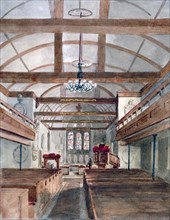 Interior view of St Pancras Old Church, London, 1853. Artist: HC