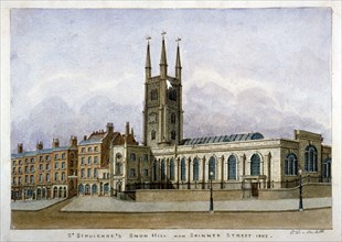 Church of St Sepulchre, Snow Hill, City of London, 1802. Artist: Valentine Davis