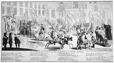 'A stir in the City, or some folks at Guild-hall', 1754. Artist: Anon