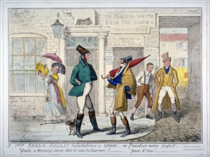 Anglo-Gallic salutations in London - or Practice makes perfect -', 1835. Artist: Anon