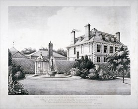 North-east view of Tooting School, with a garden in the foreground, Wandsworth, London, 1829. Artist: HP Ashby