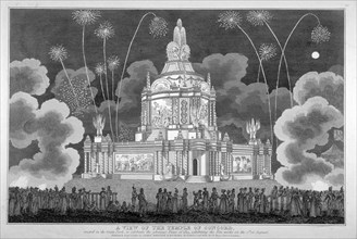 Firework display in Green Park, Westminster, London, 1814. Artist: Anon